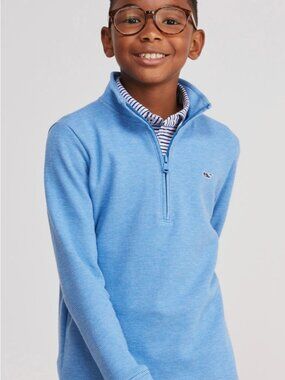 NWT Vineyard Vines Boys Salterwater Quarter Zip Hull Blue - Size 7